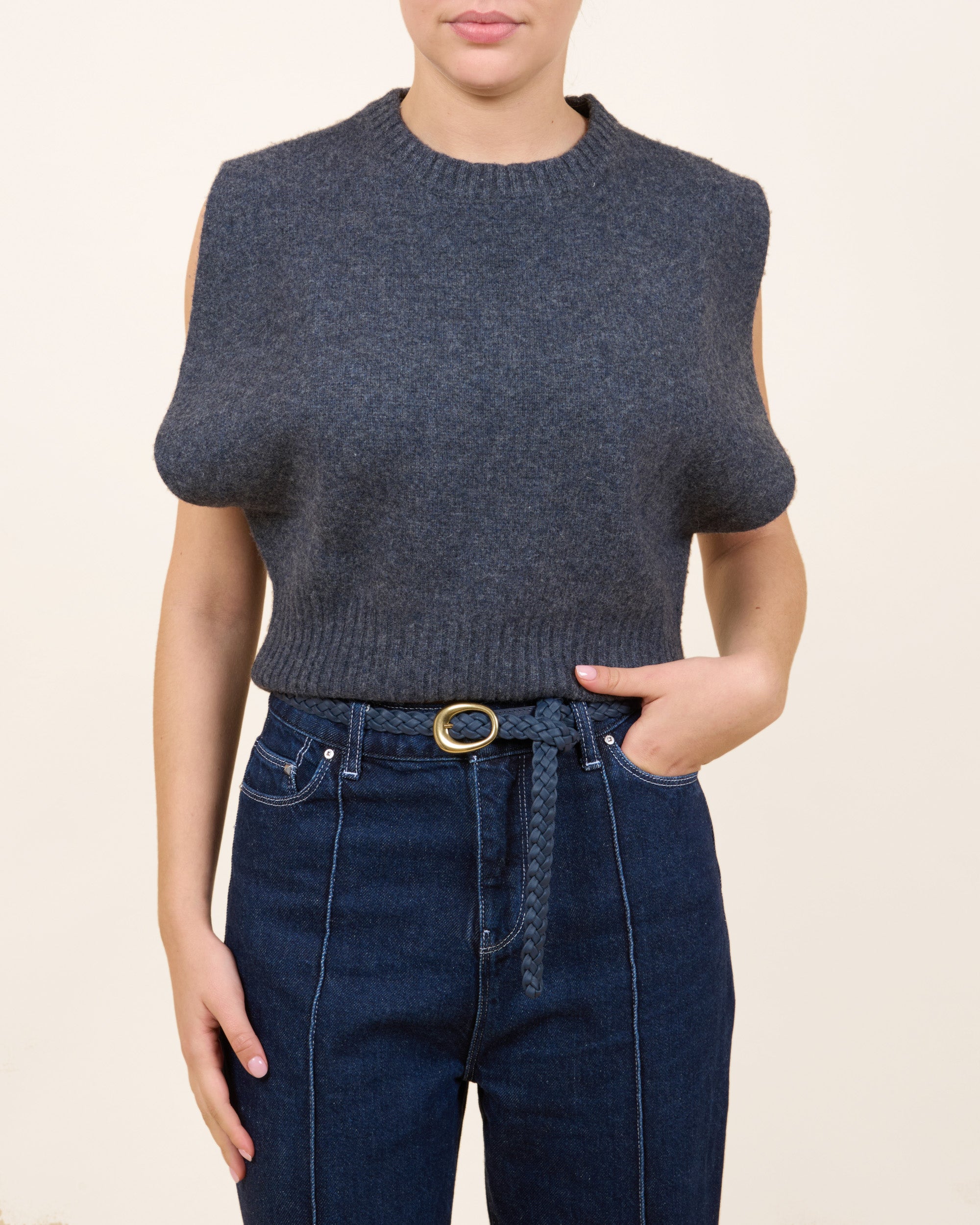 VAINCOURT La Subtile Braided Leather Belt