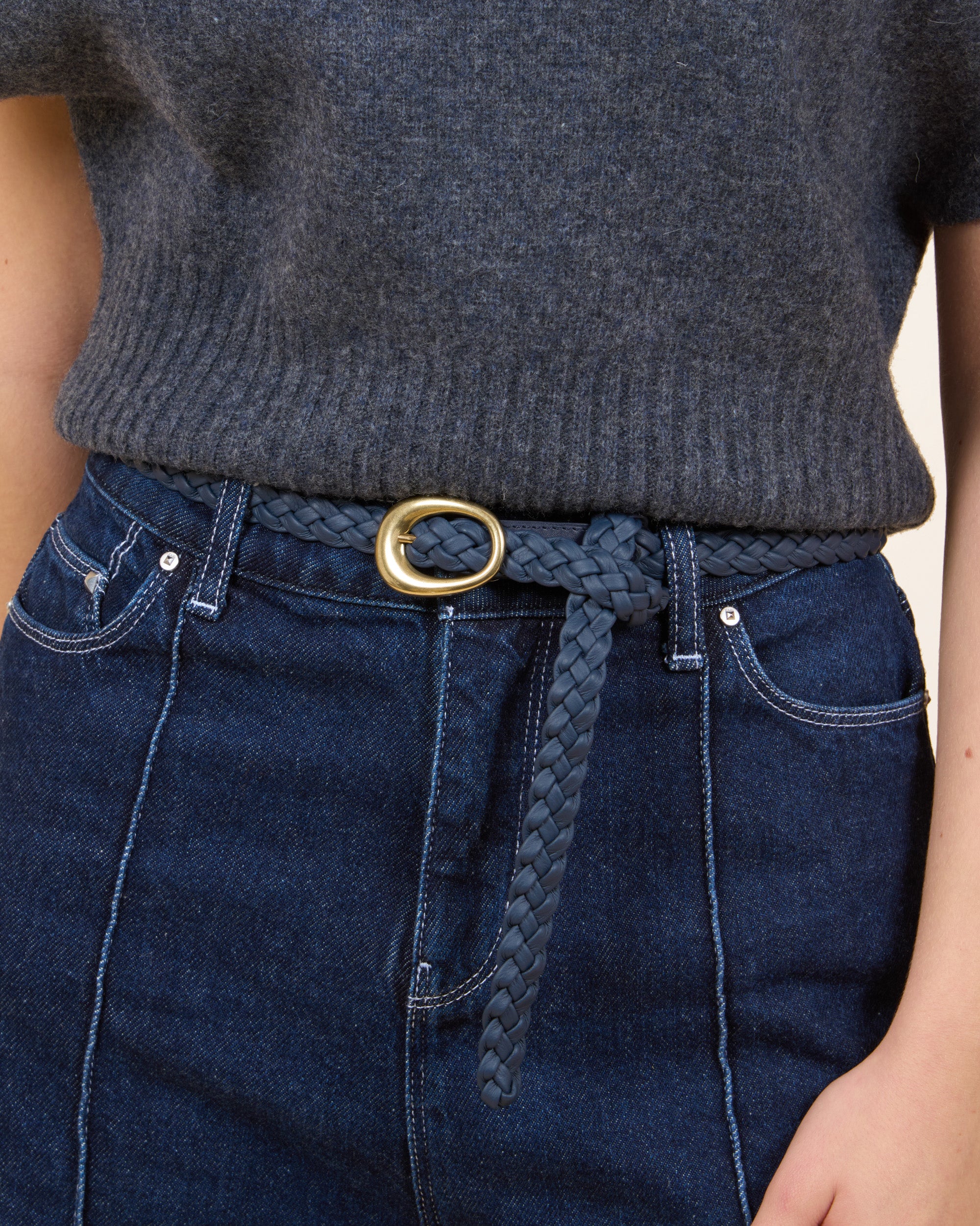 VAINCOURT La Subtile Braided Leather Belt
