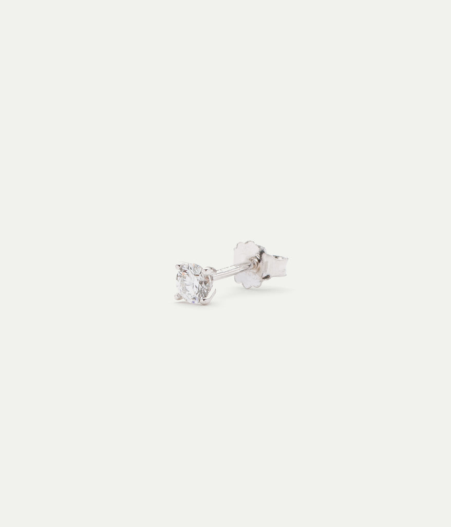 WE BY WHITE BIRD, White Gold Solitaire Diamond Stud