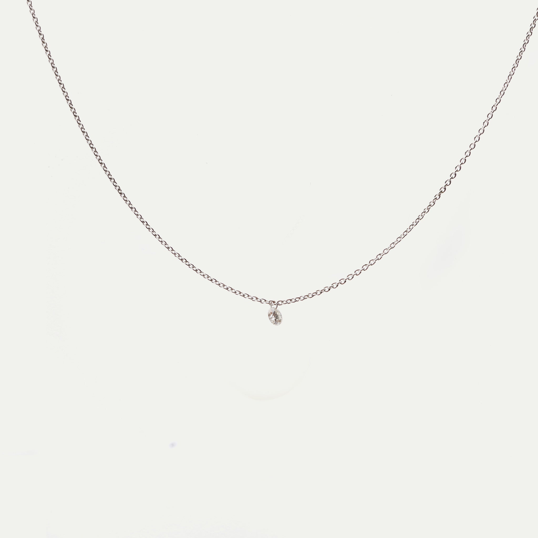 WE BY WHITE BIRD, White Gold 1 Diamond Emilie Necklace