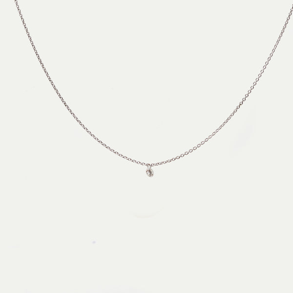 WE BY WHITE BIRD, White Gold 1 Diamond Emilie Necklace