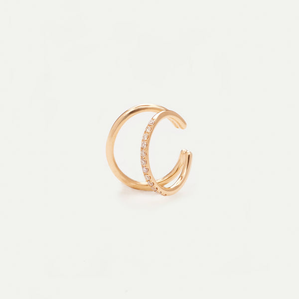 WE BY WHITE BIRD, Yellow Gold Diamonds Double Earcuff
