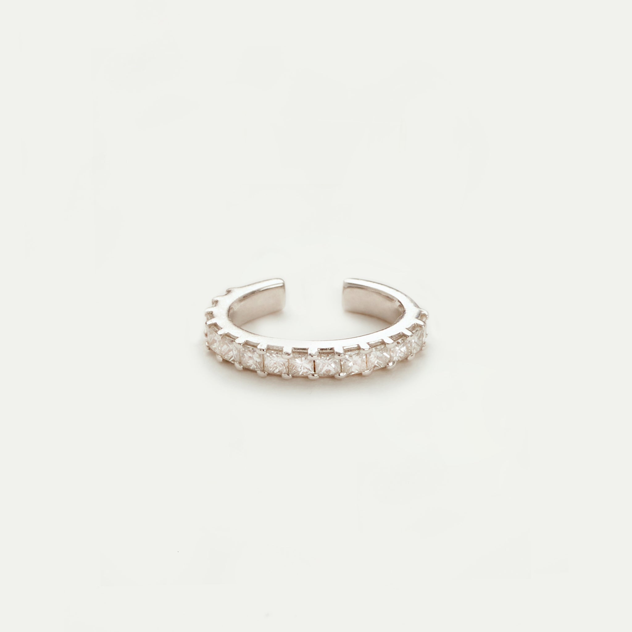 WE BY WHITE BIRD, White Gold Princess Diamonds Earcuff