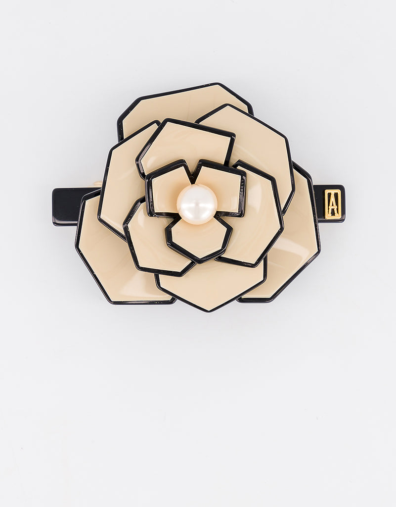 ALEXANDRE DE PARIS Admirable Acetate and Pearl Hair Barrette