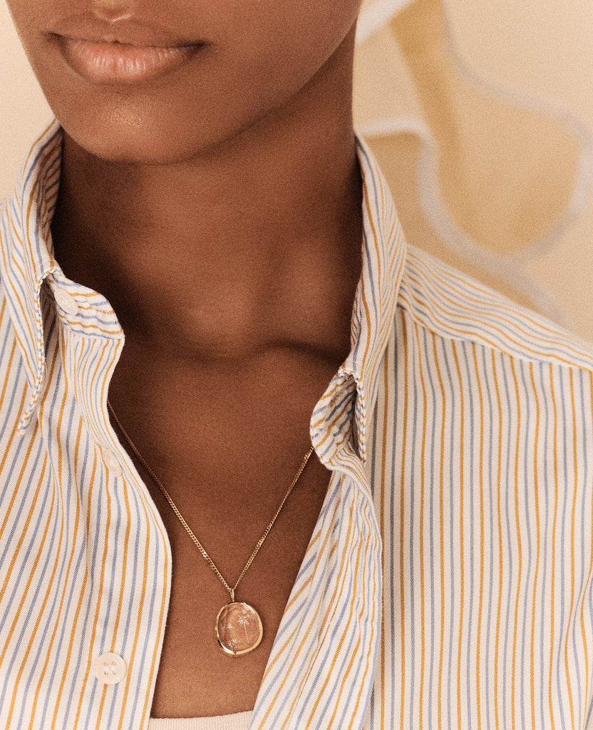 PASCALE MONVOISIN Alba Palm Gold and Rock Crystal Necklace