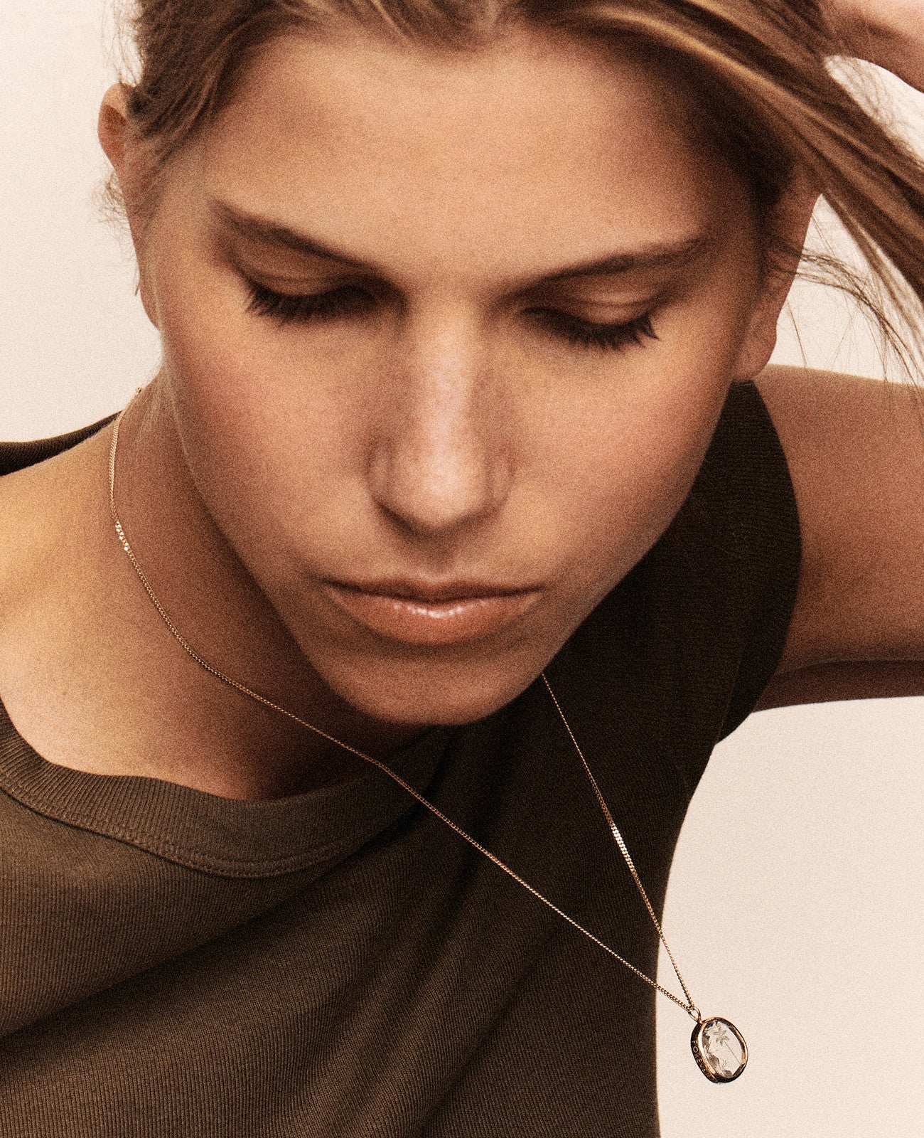 PASCALE MONVOISIN Alba Palm Gold and Rock Crystal Necklace