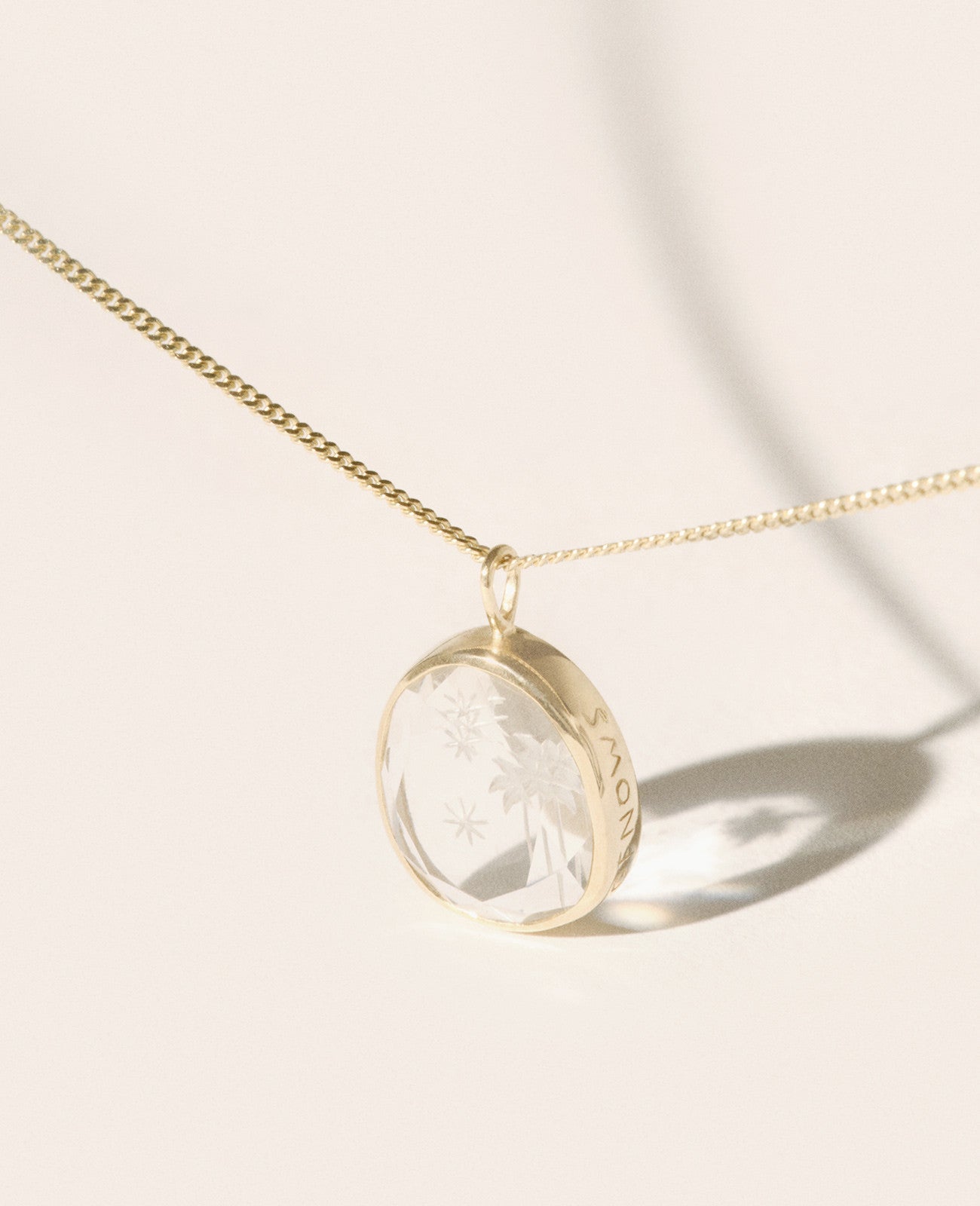 PASCALE MONVOISIN Alba Palm Gold and Rock Crystal Necklace
