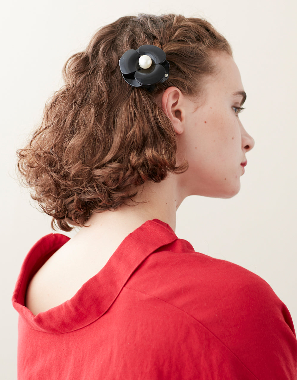 ALEXANDRE DE PARIS Camelia Mythique Acetate and Pearl Hair Barrette