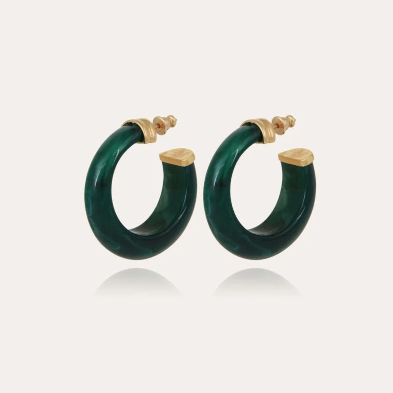 GAS BIJOUX Abalone hoop earrings acetate gold