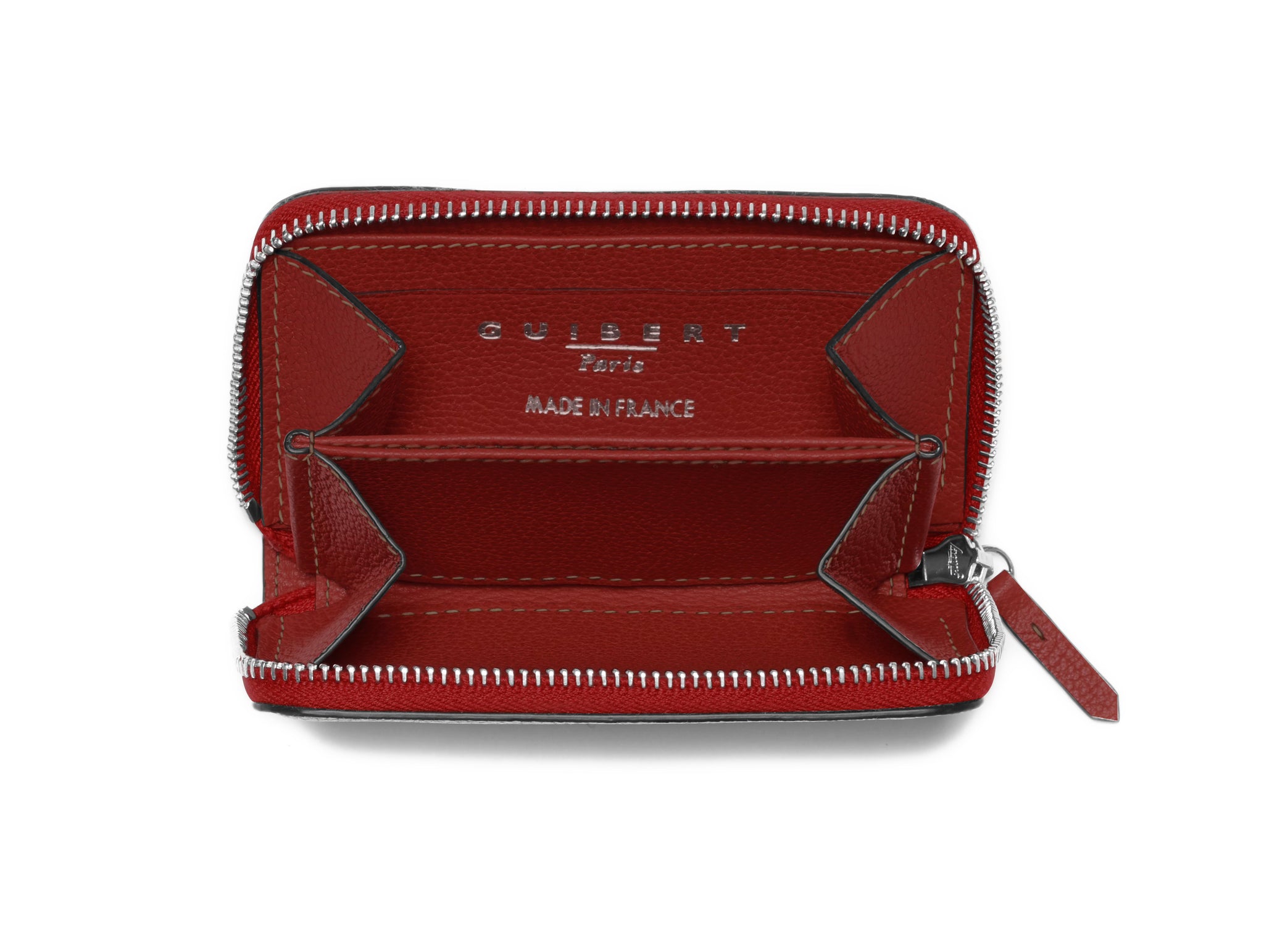 GUIBERT Zipped purse 4 cards in Pessoa leather