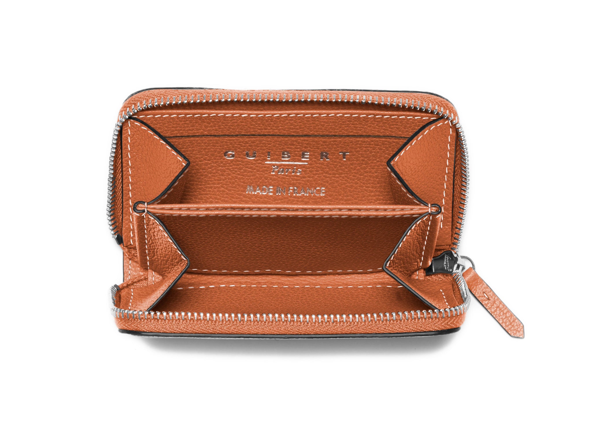 GUIBERT Zipped purse 4 cards in Pessoa leather