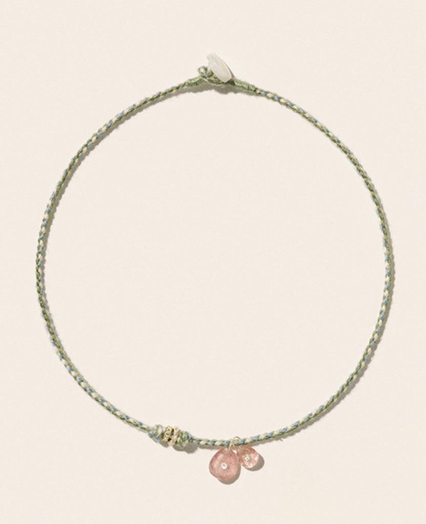 PASCALE MONVOISIN Holi Strawberry Quartz and Diamond Necklace