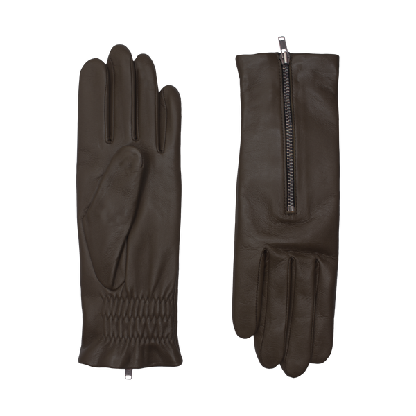 AGNELLE Jane Leather Zipper Gloves