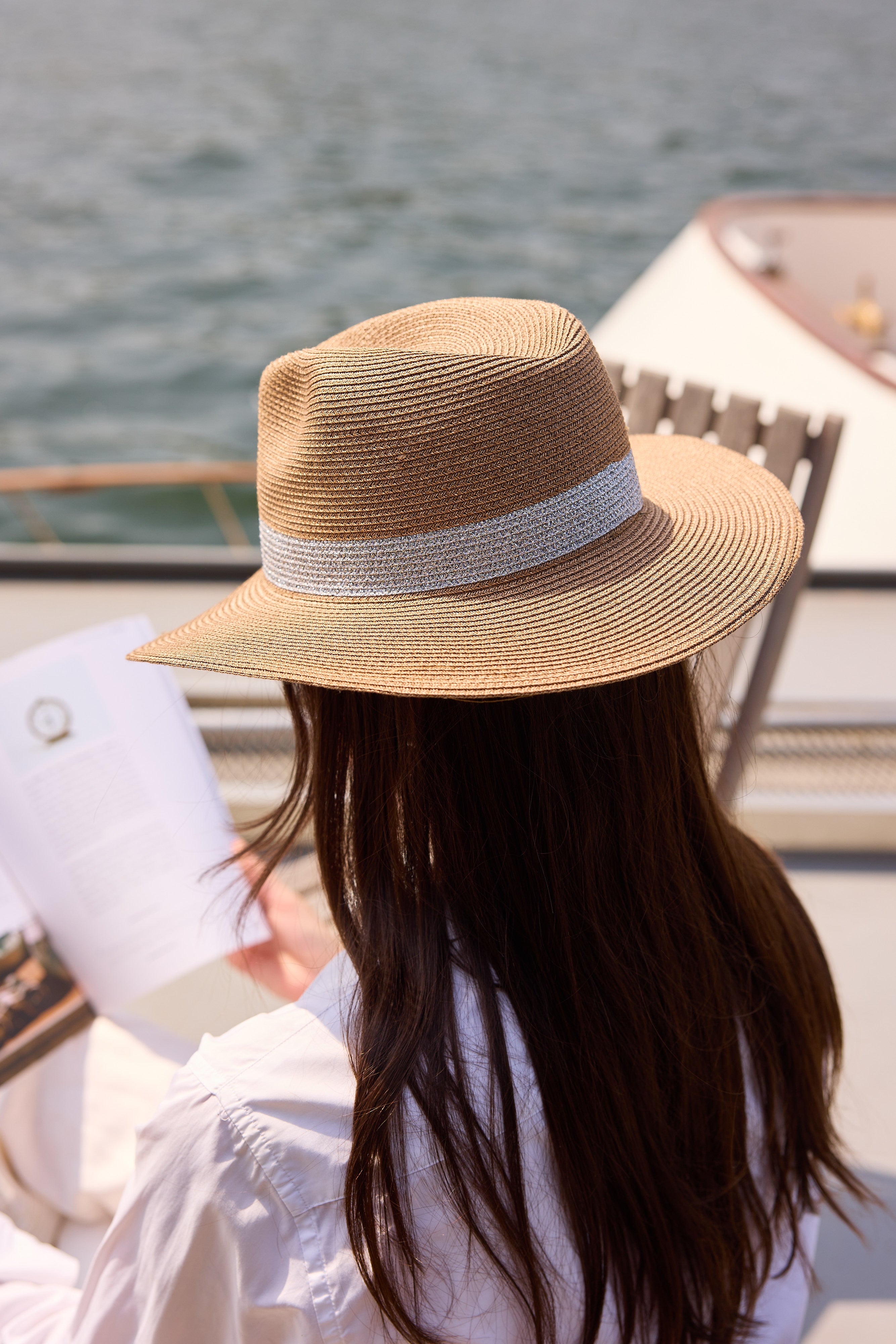 LASTELIER Portofino silver trimmed straw hat