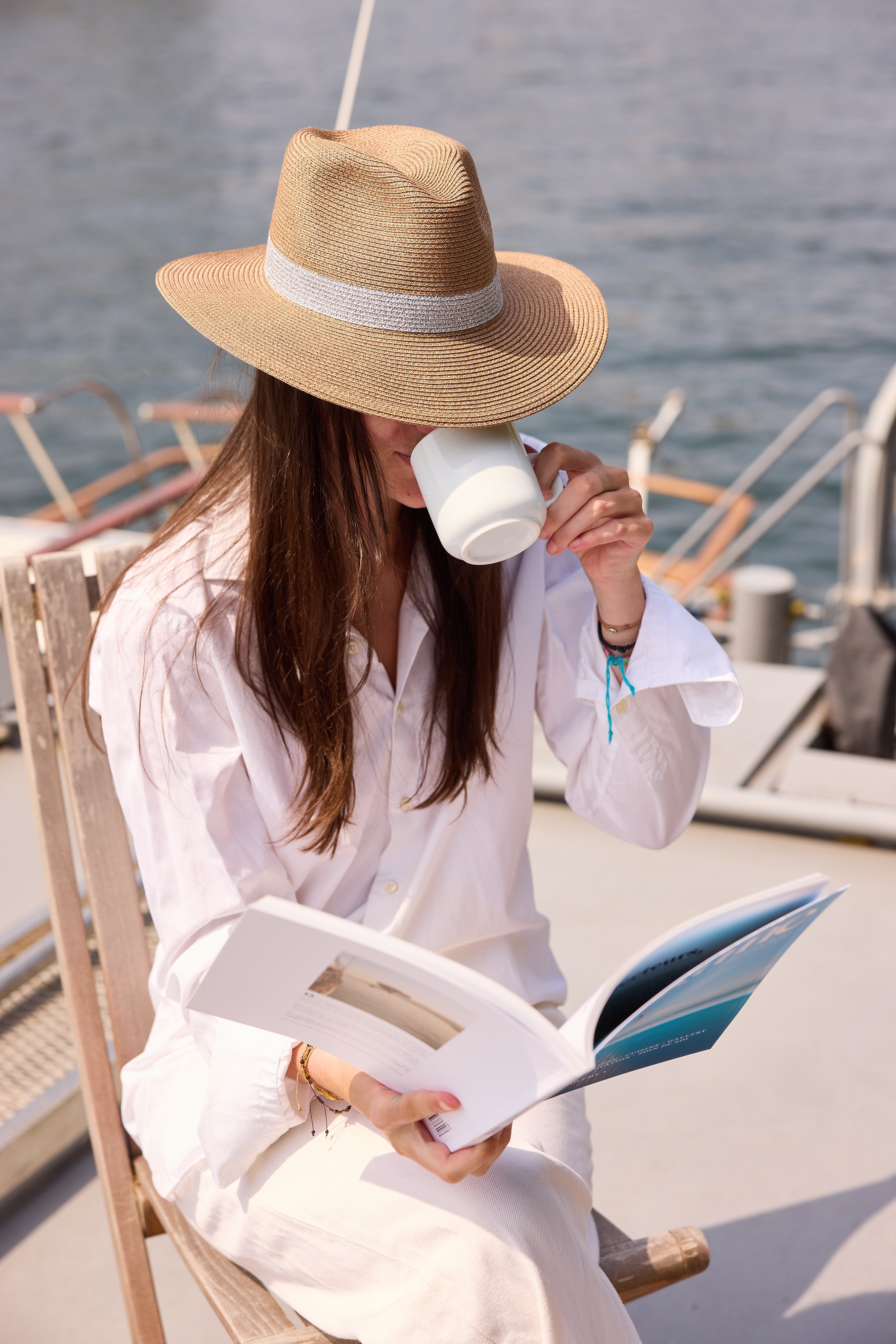 LASTELIER Portofino silver trimmed straw hat