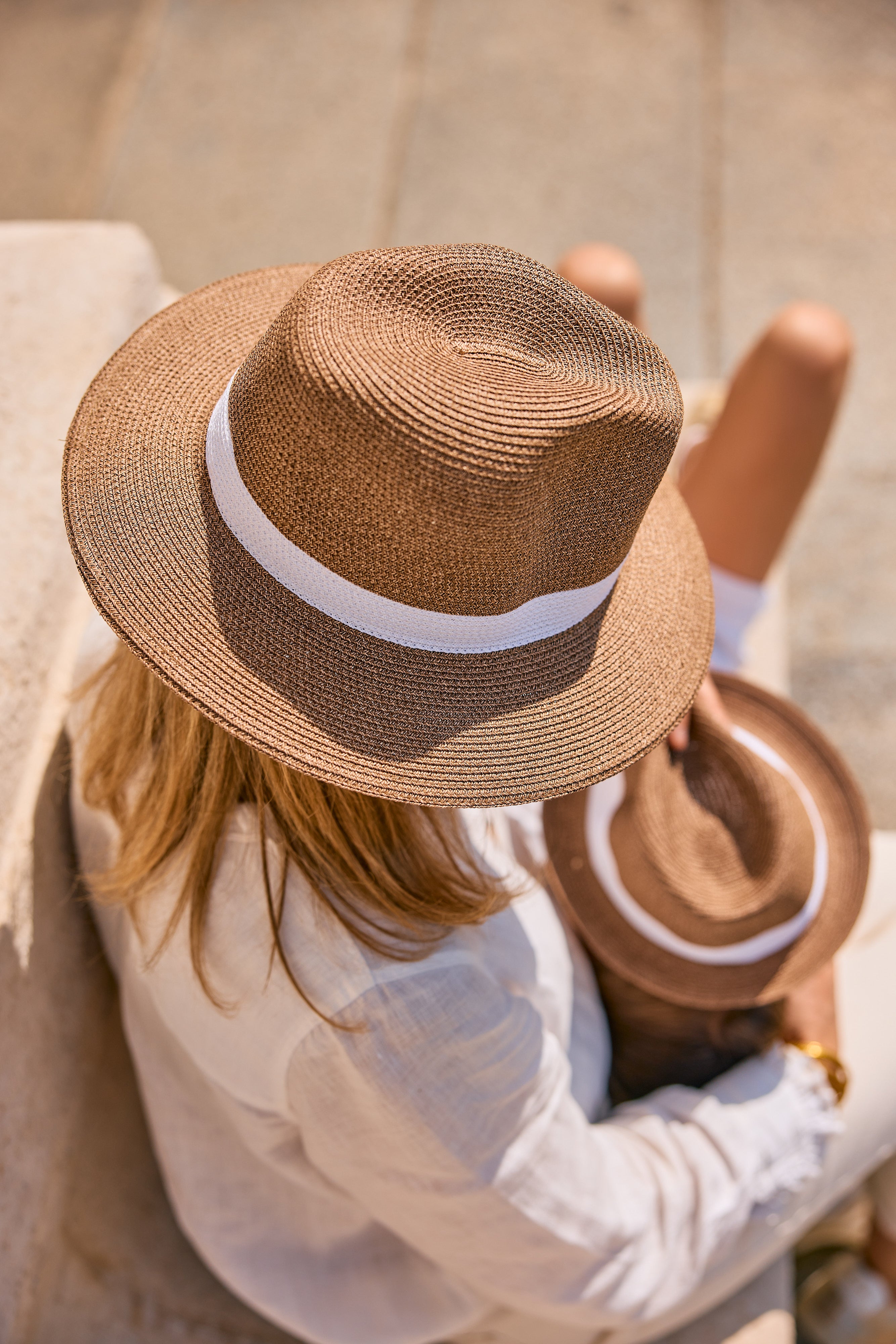 LASTELIER Portofino white trimmed straw hat