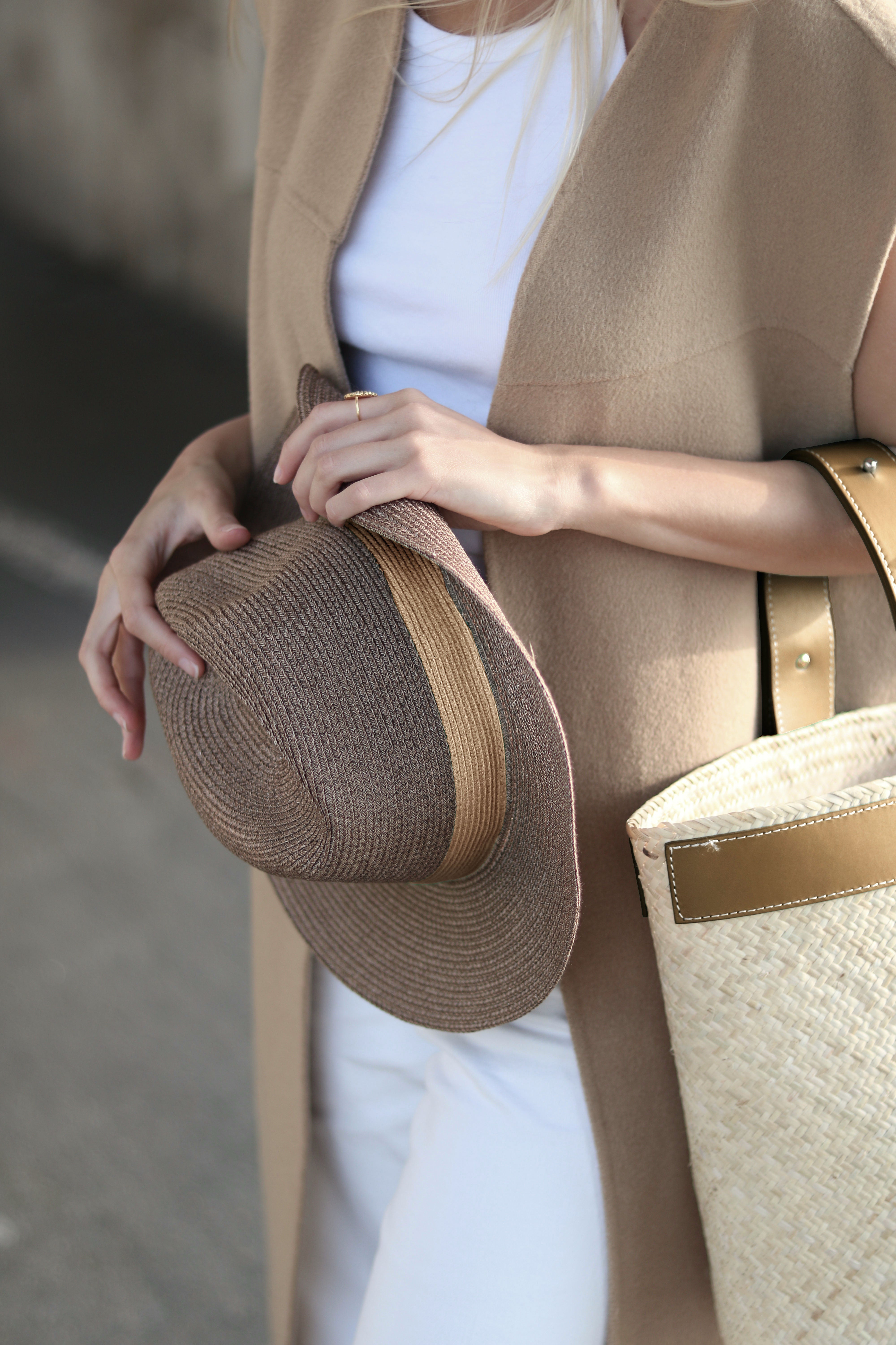 LASTELIER Portofino Tan trimmed straw hat