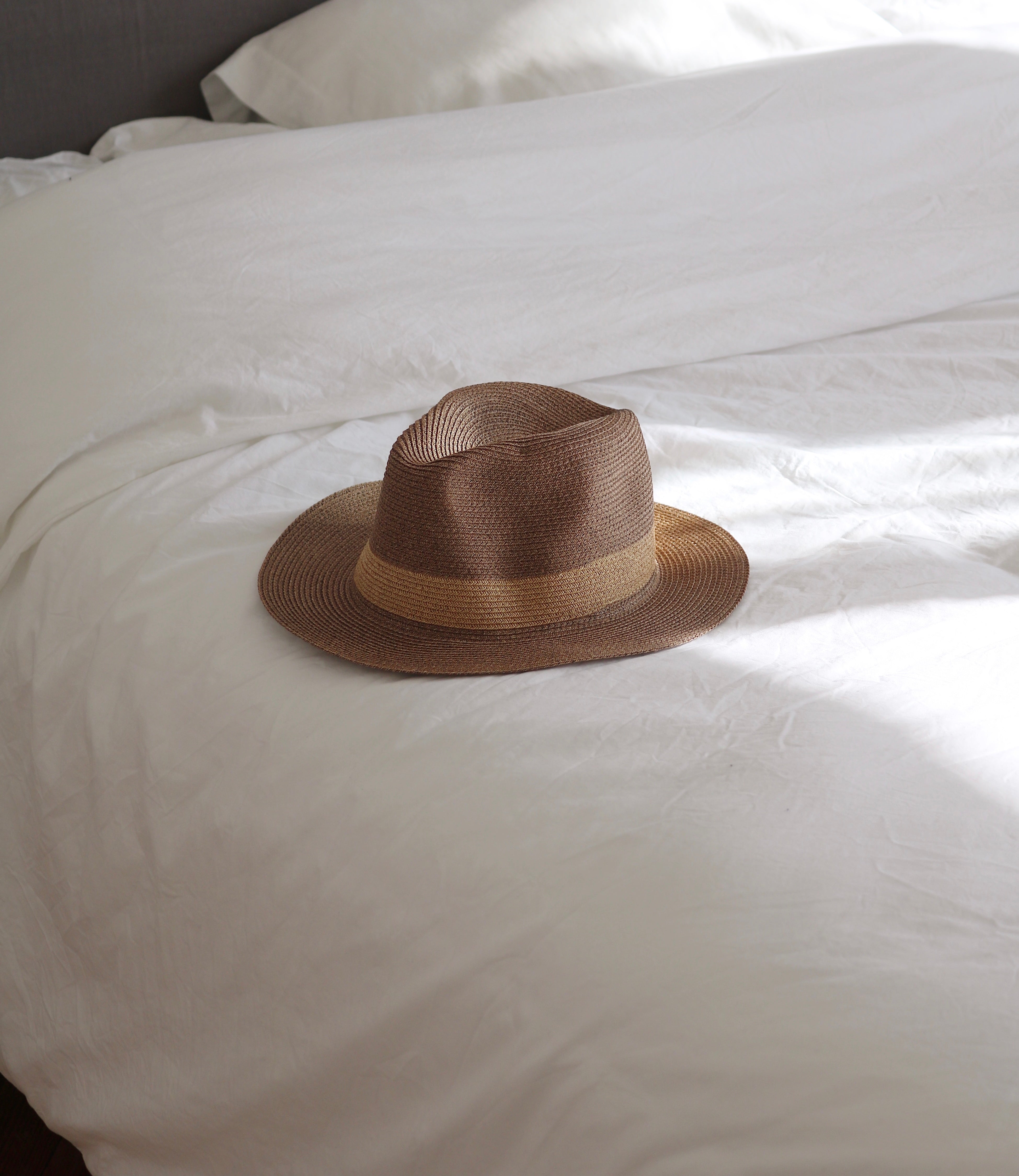 LASTELIER Portofino Tan trimmed straw hat