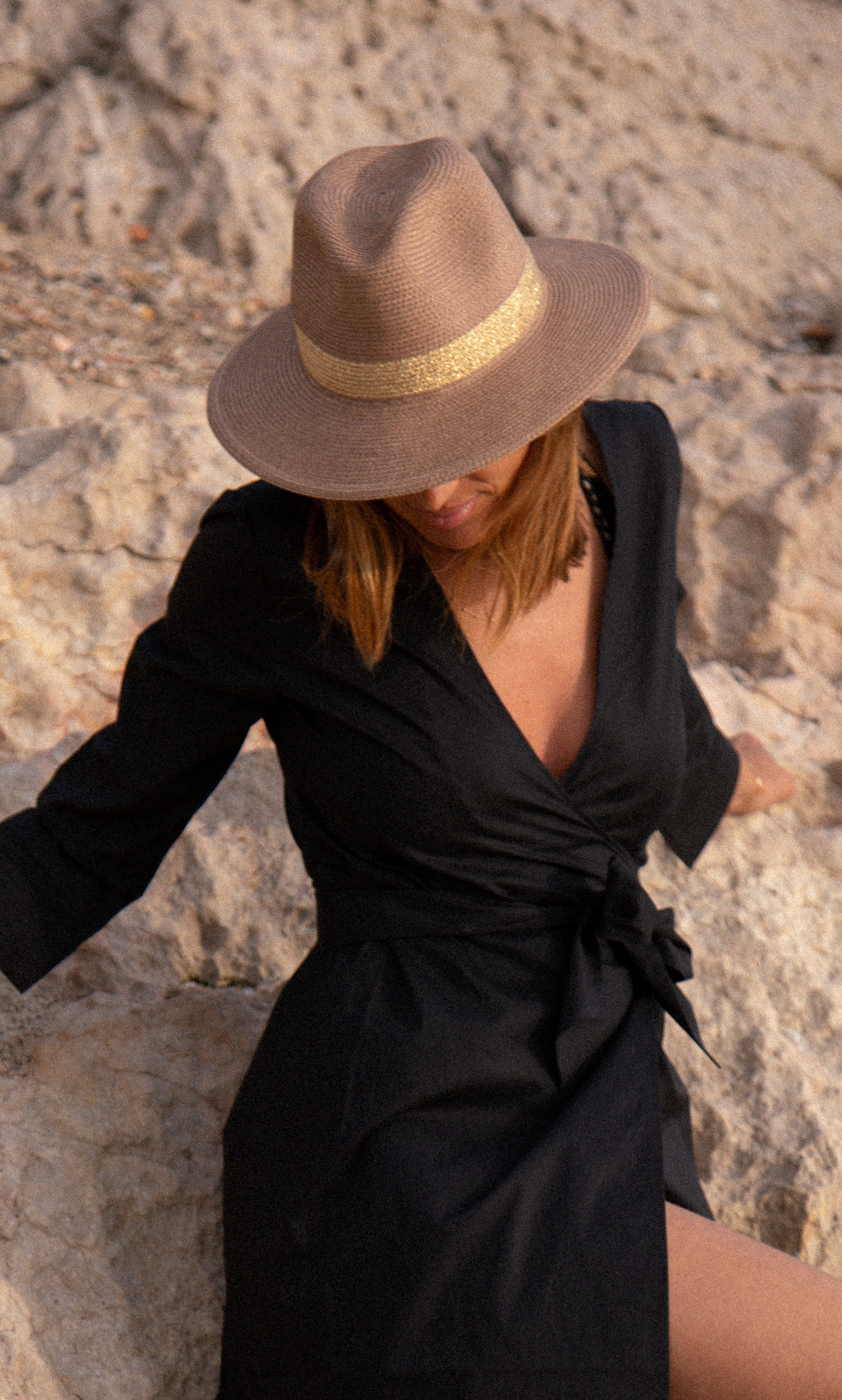 LASTELIER Portofino gold trimmed straw hat