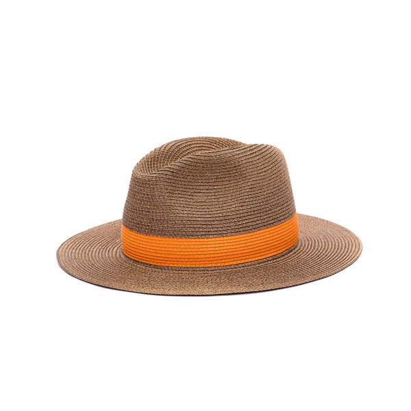 LASTELIER Portofino orange trimmed straw hat
