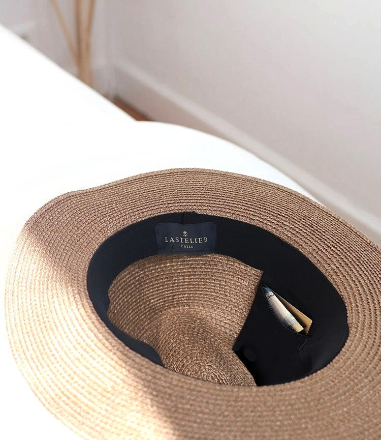 LASTELIER Portofino Tan trimmed straw hat