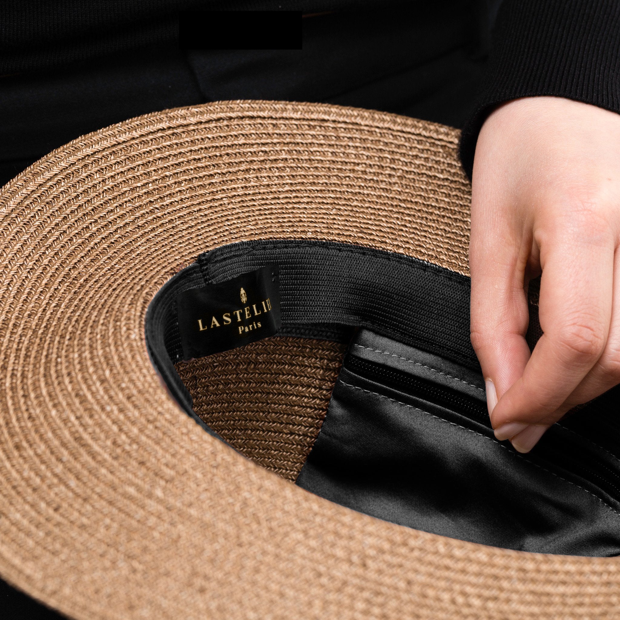 LASTELIER Portofino Tan trimmed straw hat