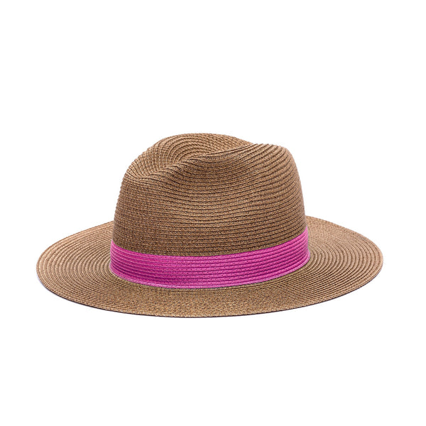 LASTELIER Portofino pink trimmed straw hat