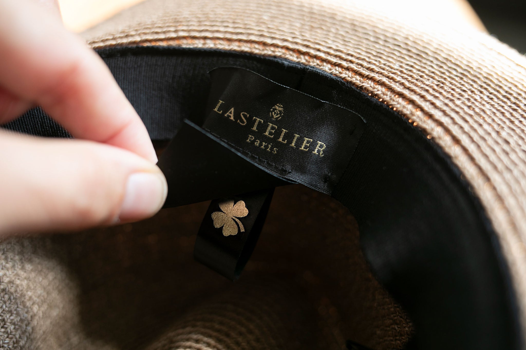 LASTELIER Portofino Tan trimmed straw hat