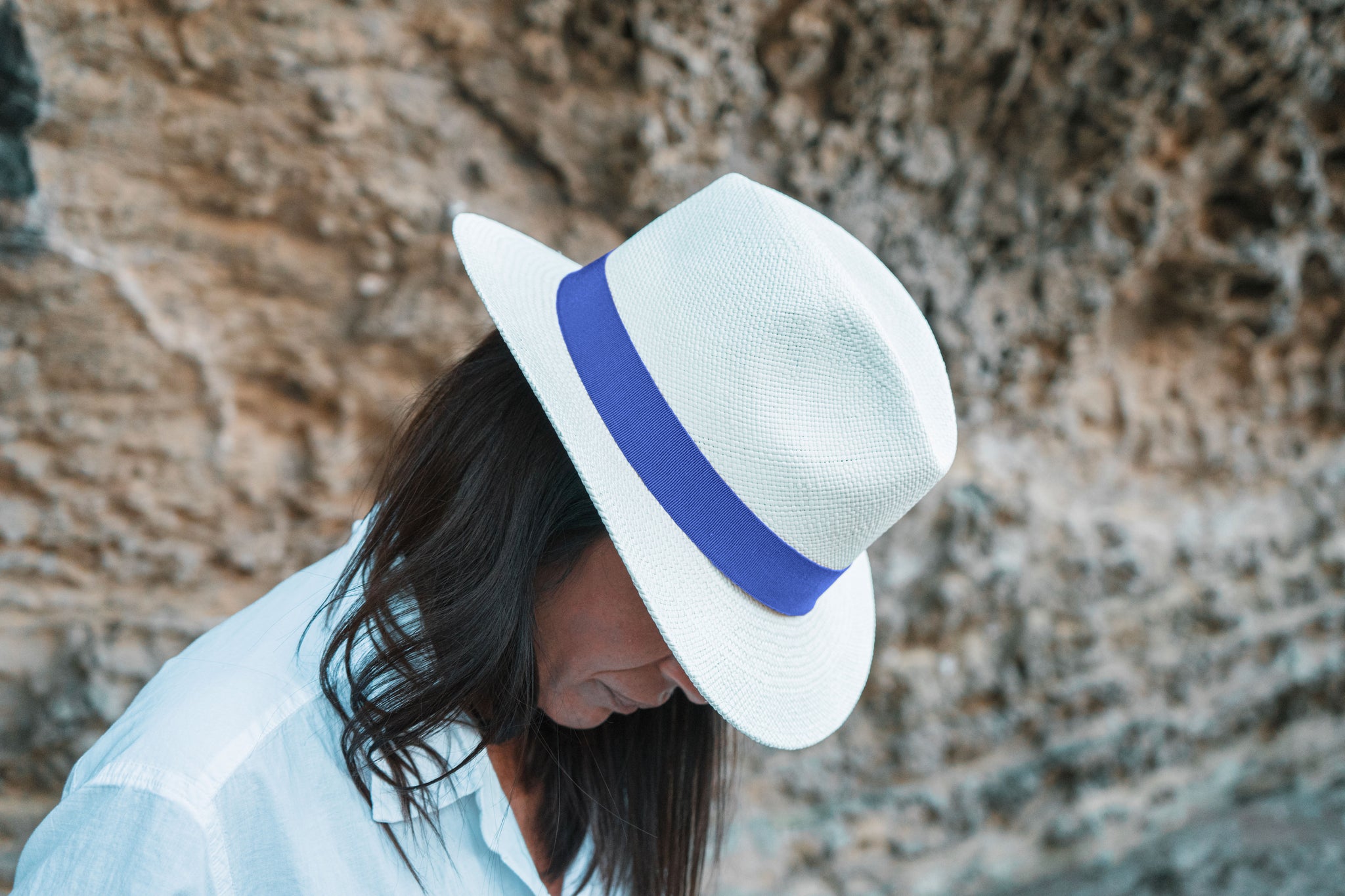 LASTELIER blue Panama straw hat