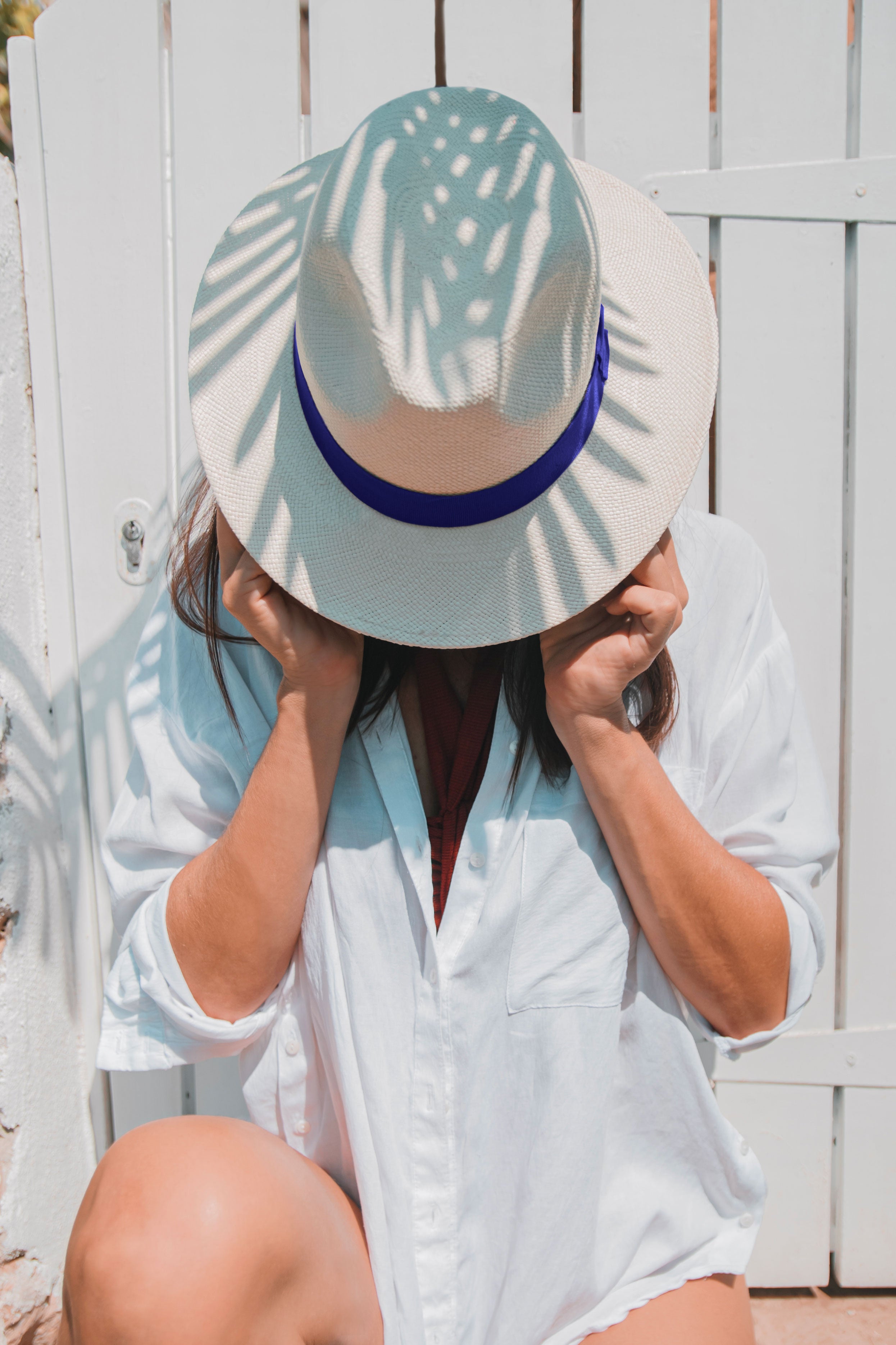 LASTELIER blue Panama straw hat