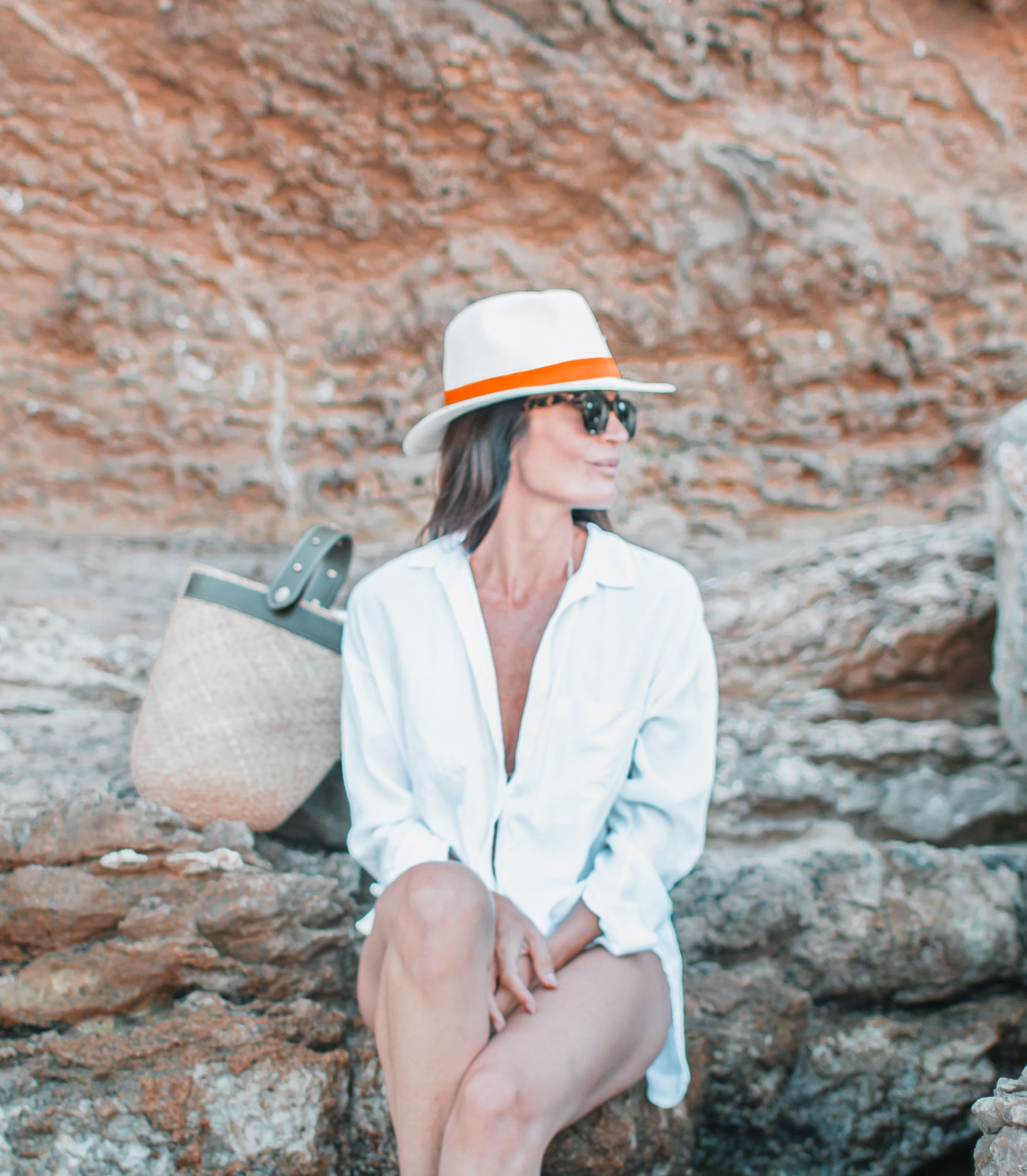 LASTELIER Panama orange straw hat