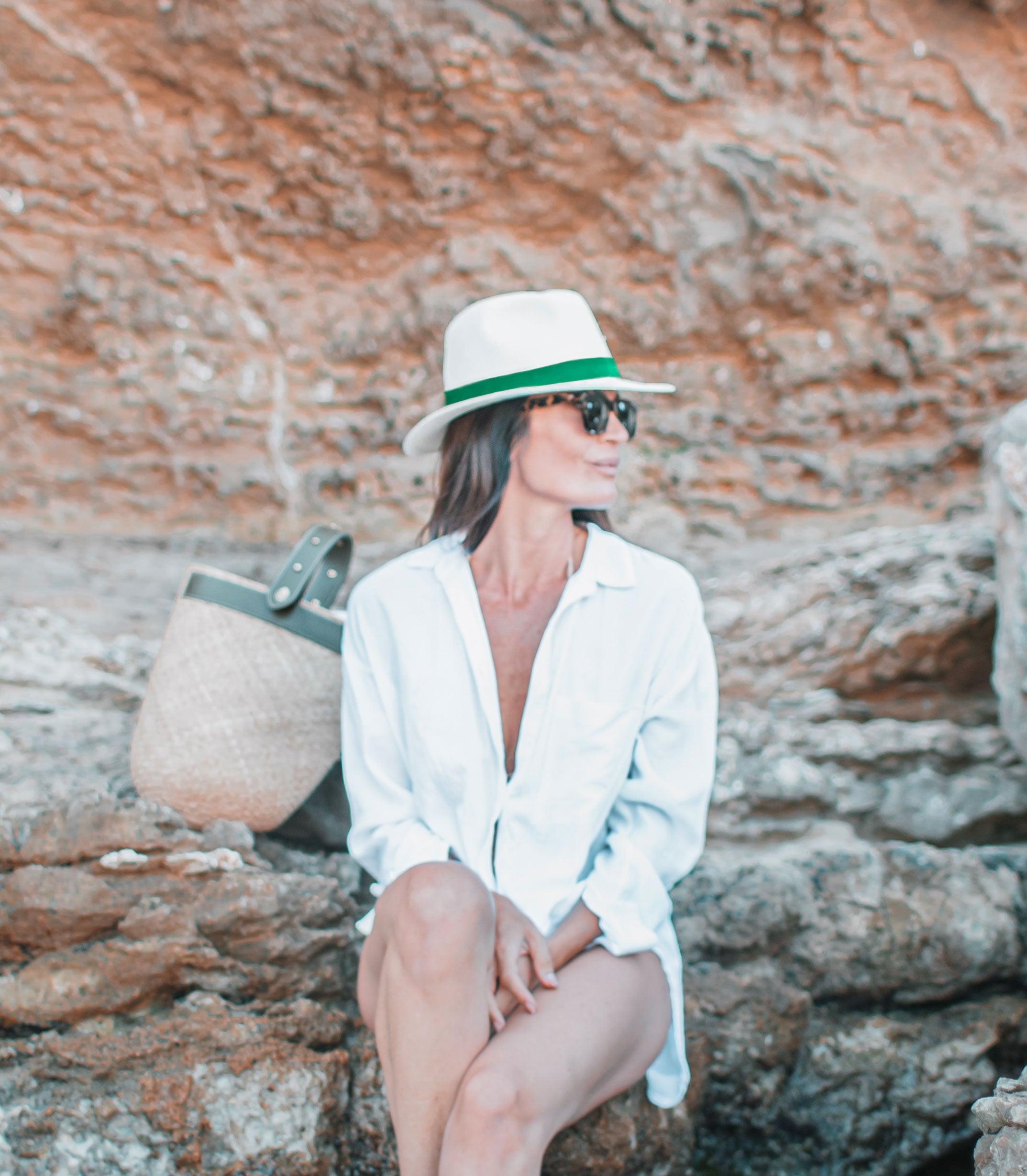 LASTELIER Panama green straw hat
