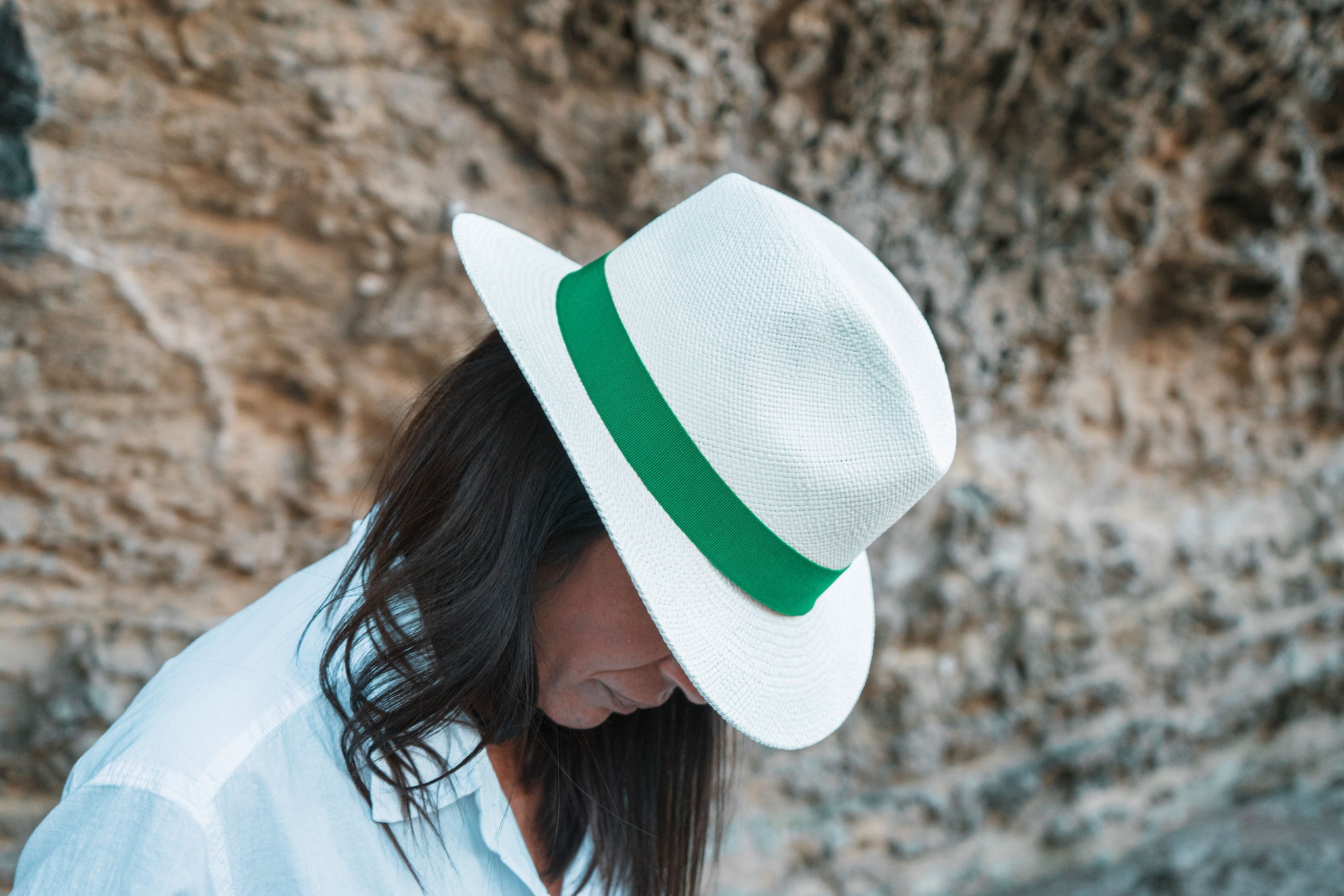 LASTELIER Panama green straw hat