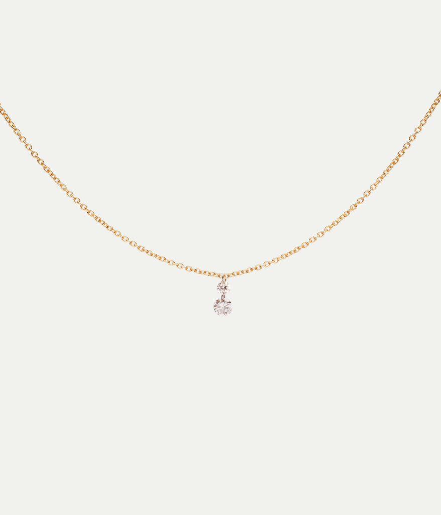 WE BY WHITE BIRD, Yellow Gold 2 Diamonds Capucine Necklace