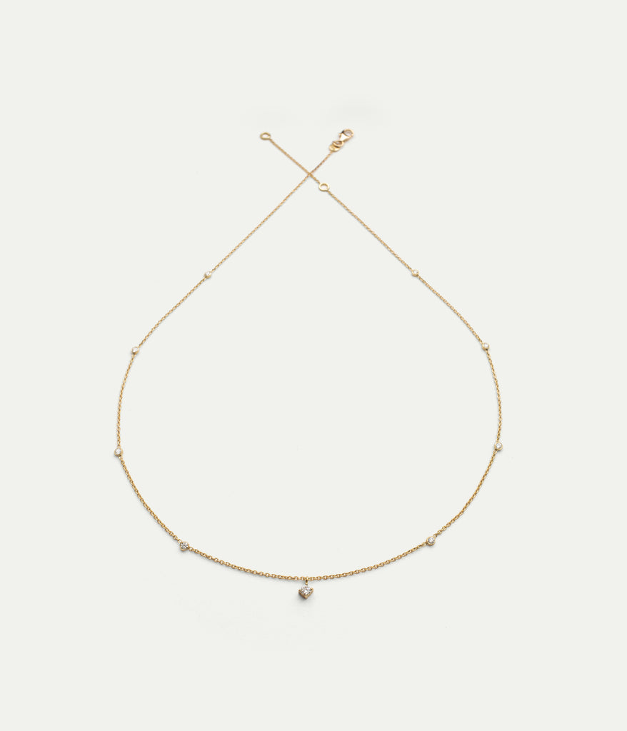 WE BY WHITE BIRD, Yellow Gold 9 Diamonds Holly Necklace