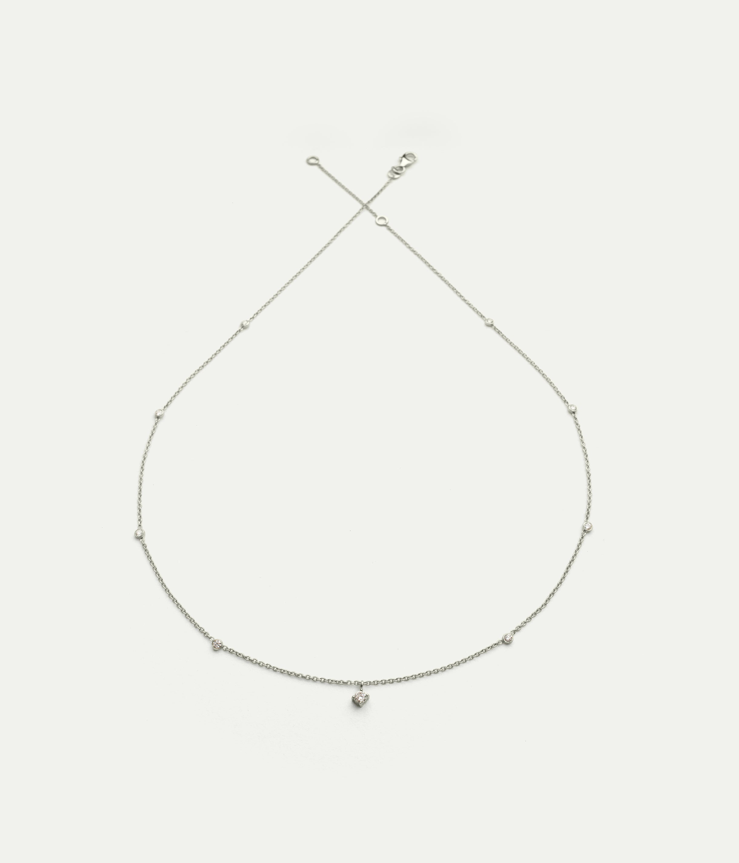 WE BY WHITE BIRD, White Gold 9 Diamonds Holly Necklace