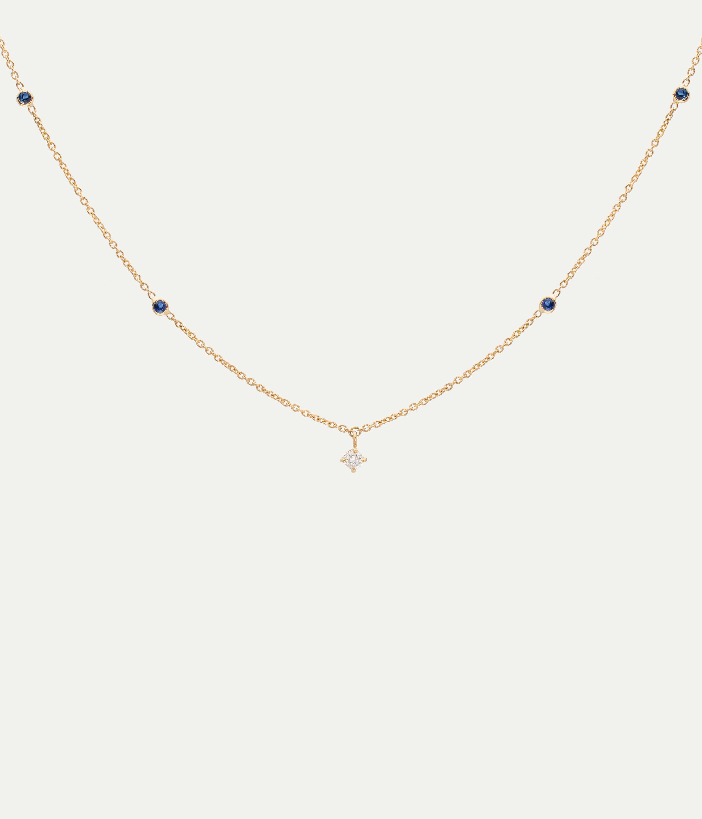 WE BY WHITE BIRD, Holly Blue Sapphire Diamond necklace