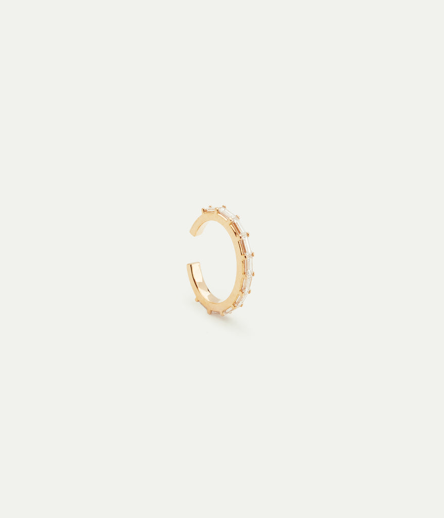WE BY WHITE BIRD, Yellow Gold Baguette Diamonds Earcuff