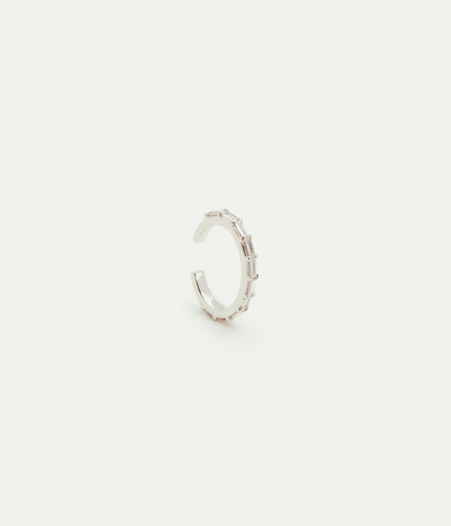 WE BY WHITE BIRD, White Gold Baguette Diamond Earcuff