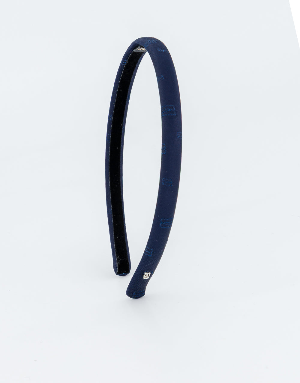 ALEXANDRE DE PARIS Thin Navy Silk Headband