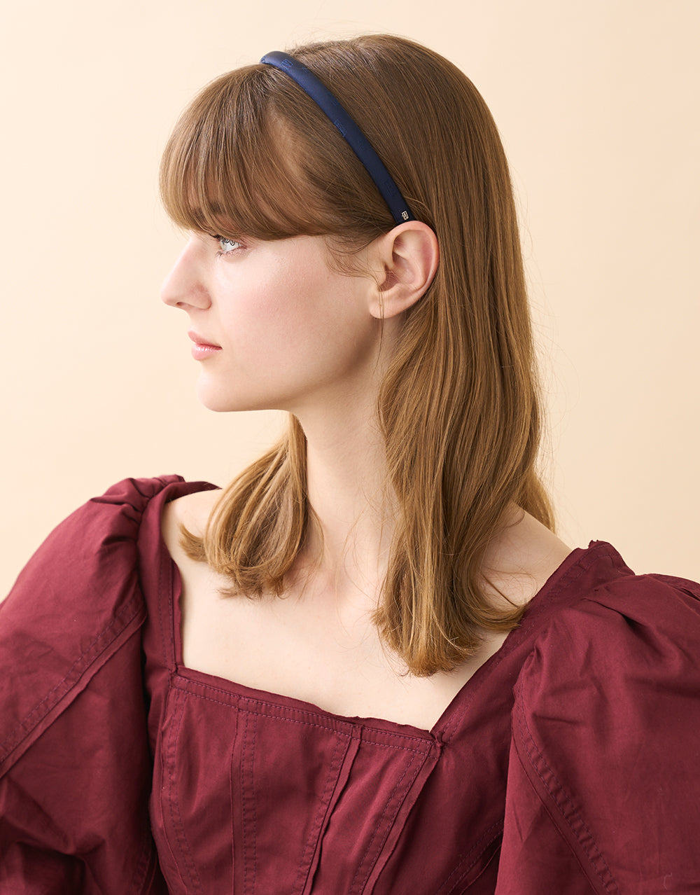 ALEXANDRE DE PARIS Thin Navy Silk Headband