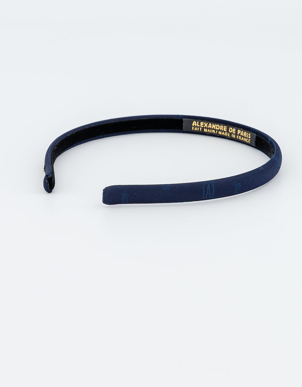 ALEXANDRE DE PARIS Thin Navy Silk Headband