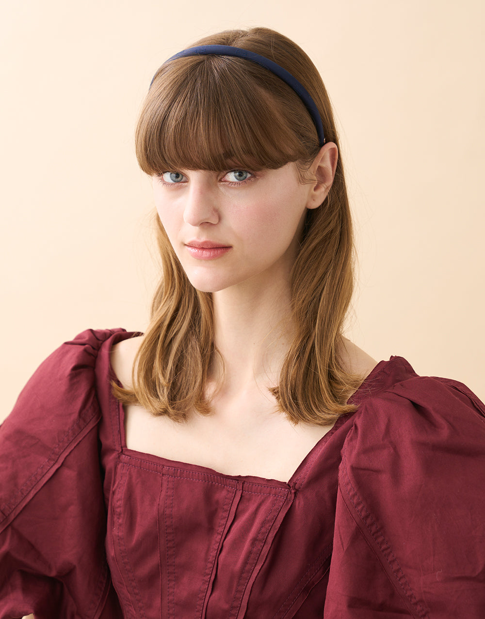 ALEXANDRE DE PARIS Thin Navy Silk Headband