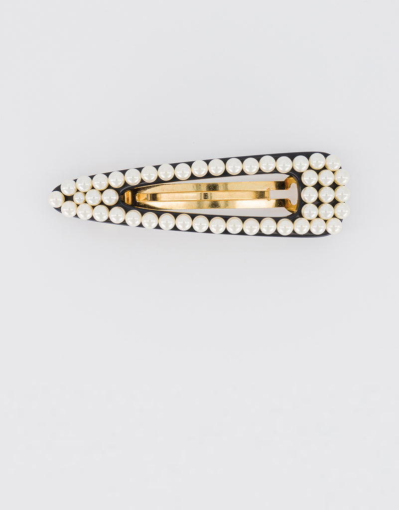 ALEXANDRE DE PARIS large black pearls side barrette