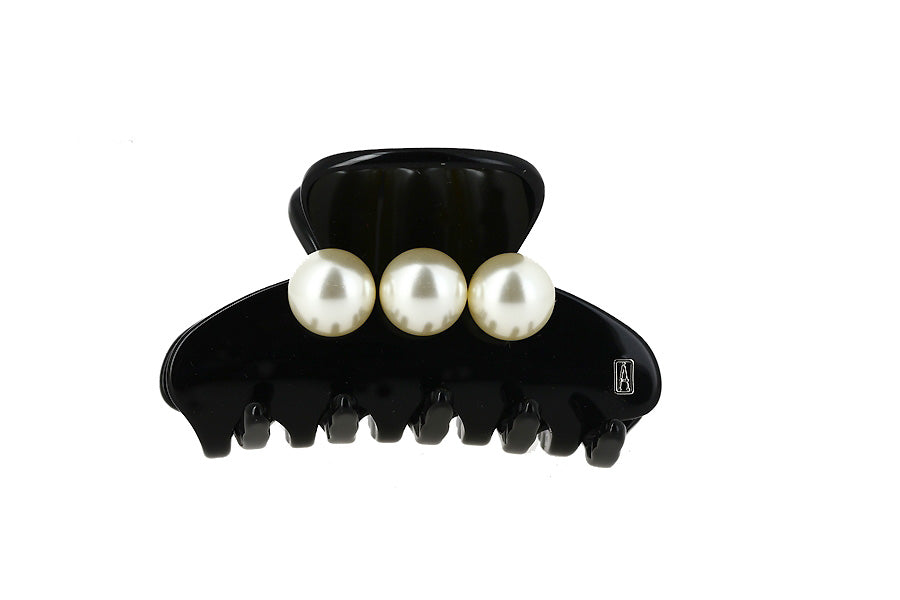 ALEXANDRE DE PARIS small oversize pearl clip black