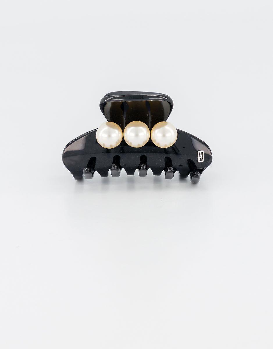ALEXANDRE DE PARIS Small Acetate and Pearl Hair Clip