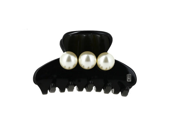 ALEXANDRE DE PARIS small oversize pearl clip black