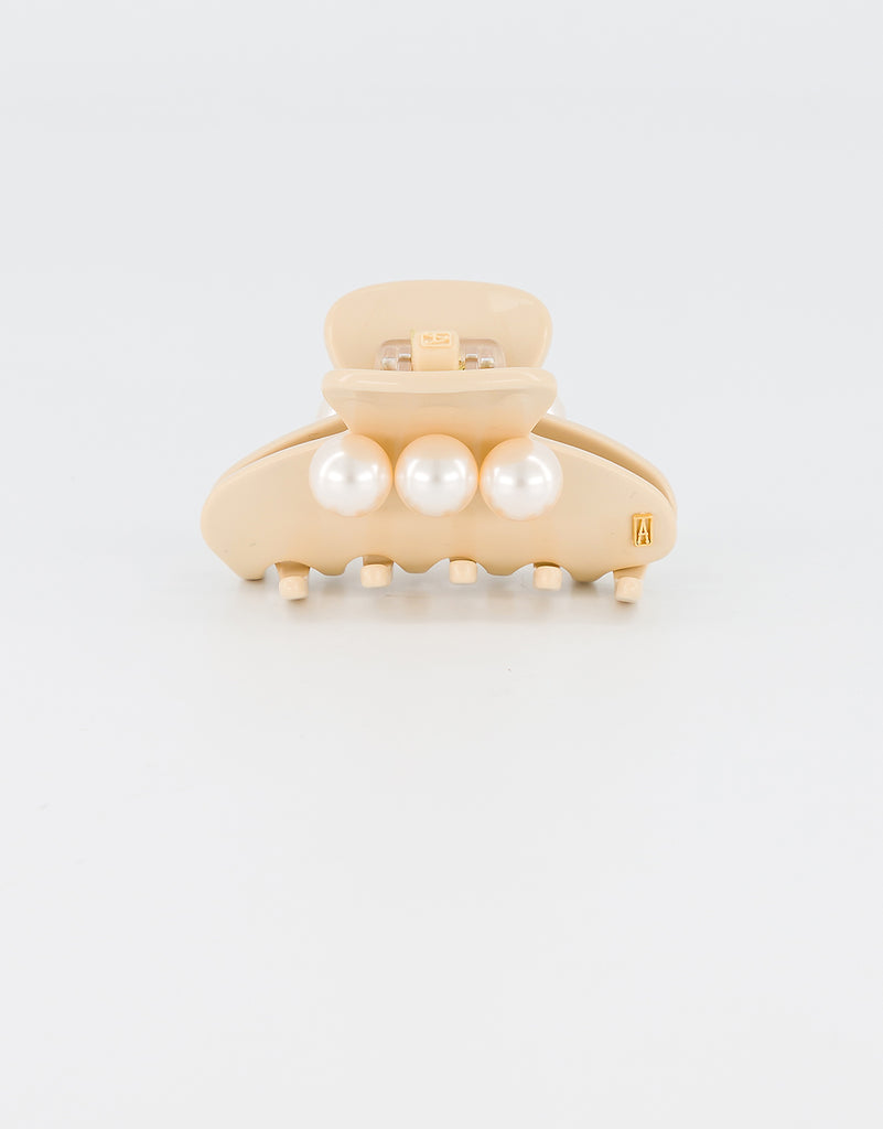 ALEXANDRE DE PARIS small oversize pearl clip beige
