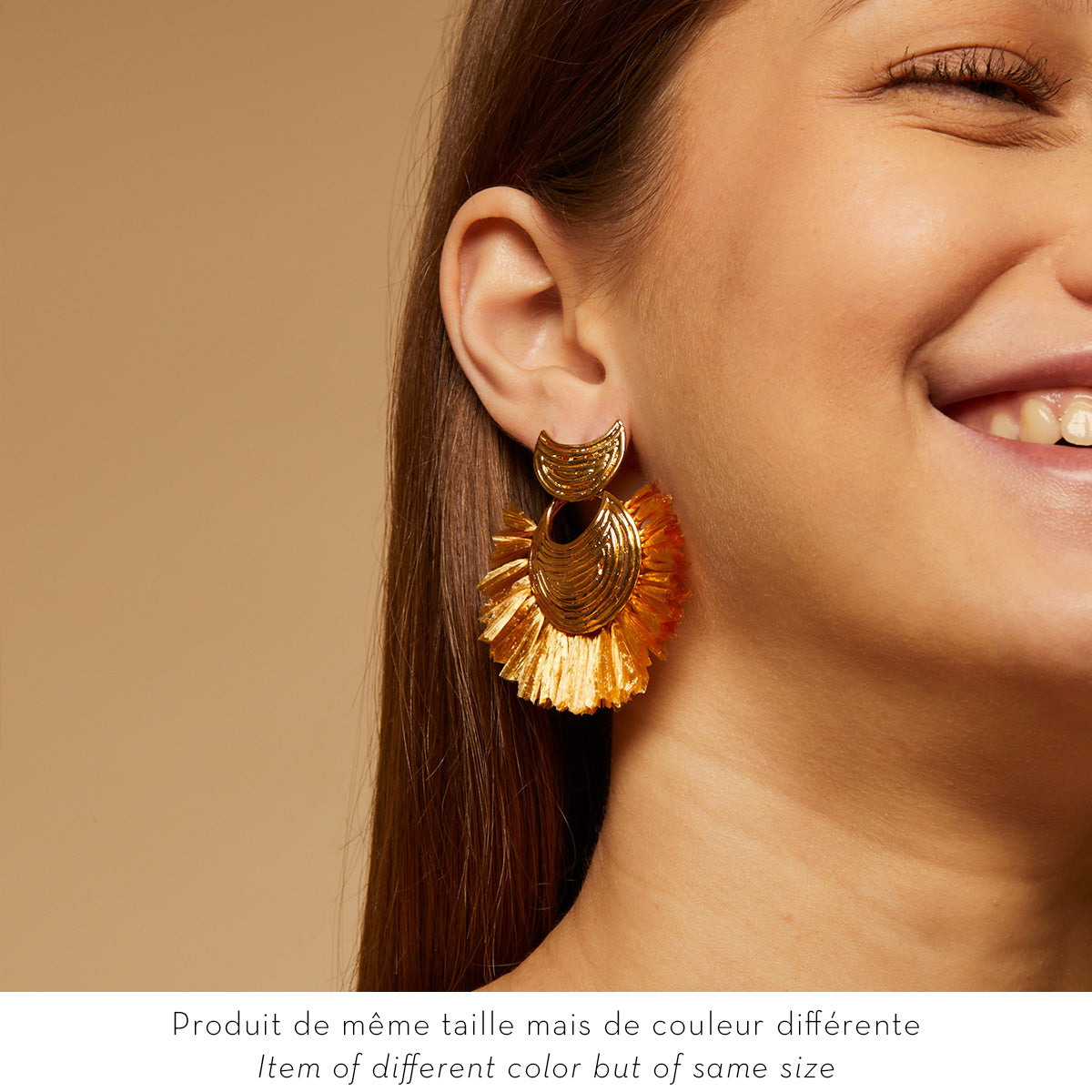 GAS BIJOUX Luna Wave raffia earrings gold