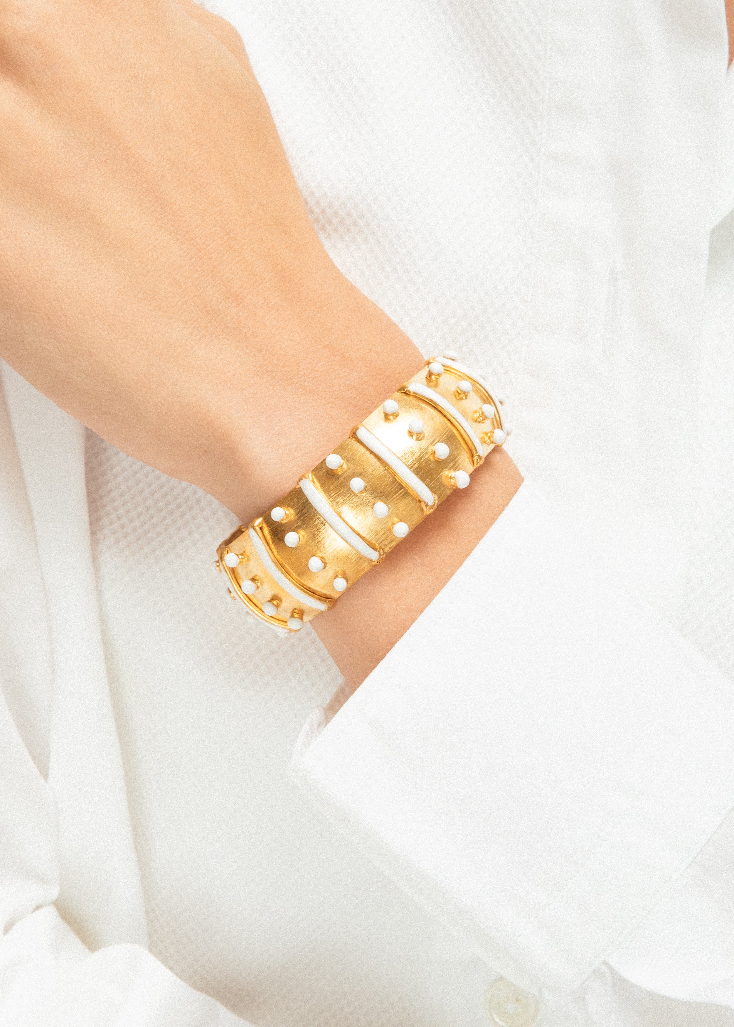 SYLVIA TOLEDANO Gypset open cuff with White Enamel